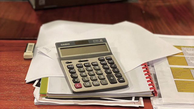 calculator on a desk