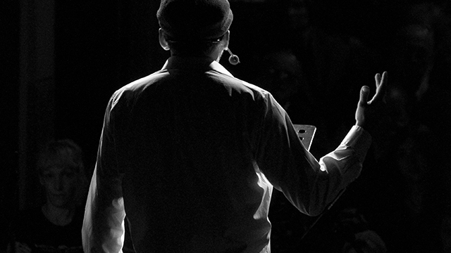 man performing on stage