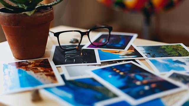 Photos on a table