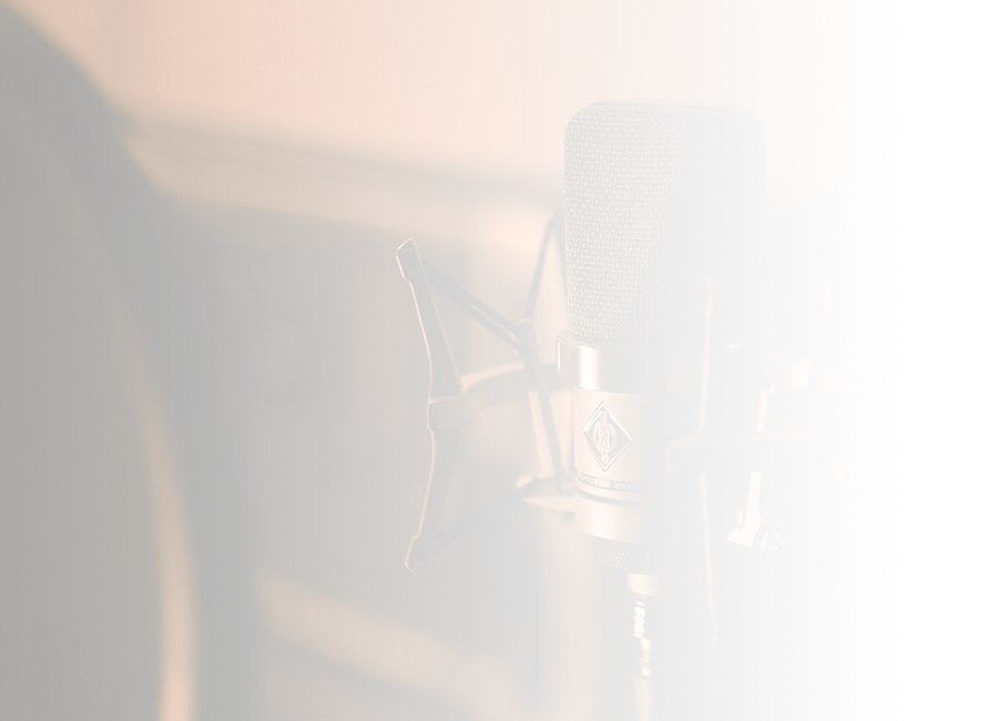 A photograph of a studio microphone. 