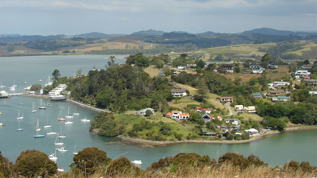 Mangōnui harbour and township as seen from Rangikapiti Pā