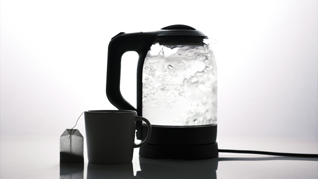 An electric kettle boiling water