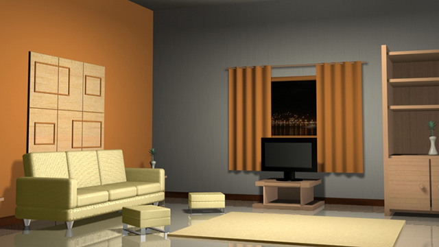 model of interior living space