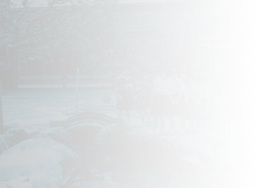 students standing by pond